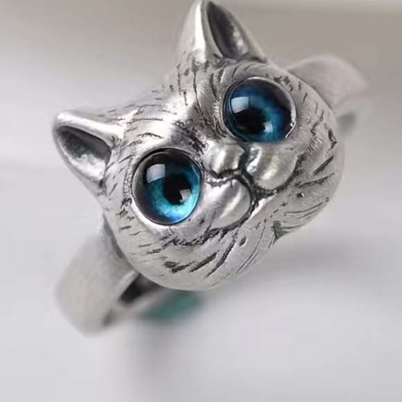 NWOT SILVER metal cat ring for ladies   SZ 8  ... R52 - Picture 8 of 10